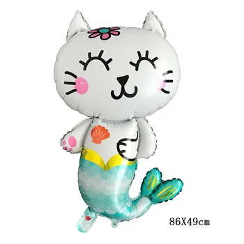 Jaunu 86*49cm Kaķis zivis sirēna lielas folijas gaisa Balons brīvdienu puse multfilmas rotaļlietu Dzimšanas dienas svinības Baby dušas Rotājumi dzīvnieku Baloni