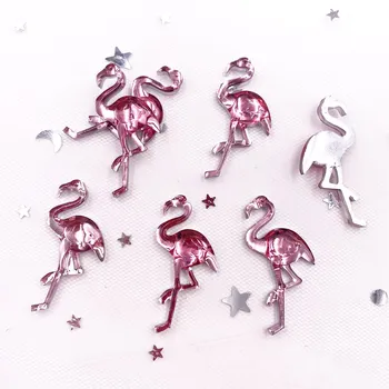 Jaunu Spīdīgu Sveķu Cute Rozā Flamingo Flatback Rhinestone Appliques DIY Kāzu Albums Amatniecības SL350