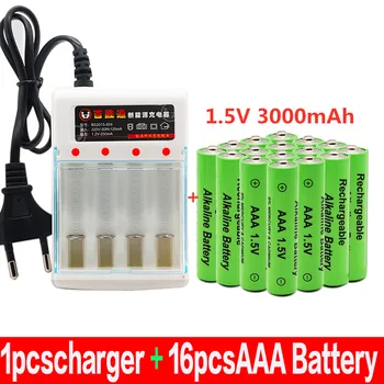 Jaunu Zīmolu 3000mah 1.5 V AAA Alkaline Baterijas AAA uzlādējamās baterijas Tālvadības Rotaļlieta Batery Dūmu signalizācijas ar lādētāju