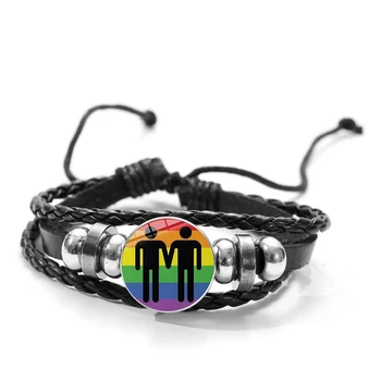 Jaunākās LGBT Praidu, Stikla Sprādzes Šarmu Rokassprādzi Varavīksnes Karogu Anti-diskriminācijas Simbolu, Daudzslāņu Aproce 23 Stili