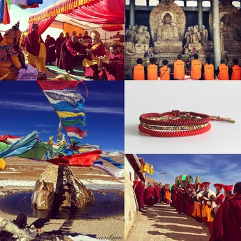 Jaunās Lucky Red String Aproce Vīriešiem, Sievietēm Tibetas Budistu Lūgšanu Roku darbs, Joga, Lūgšanas, Virves, diegi Aproces Izmērs Regulējams