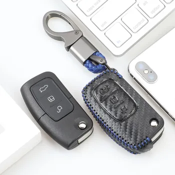 Jingyuqin Oglekļa Šķiedras Auto Atslēgu Ford Fiesta Focus Focus C-Max, Galaxy Kugas Mondeo MK4 S-Max Fob Smart Remote Taustiņu, Lietu Vāku