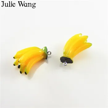 Julie Wang 5gab Sveķu Banānu Augļu Šarmu, Kaklarota, Kulons Auskari Rotaslietu izgatavošana DIY Piederumi
