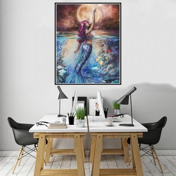 Jūras Dieviete Sirēna Poseidon Plakātu, Audekls Drukāt Krāsošana Sienas, Mākslas Dzīvojamā Istaba Mājas Apdare