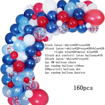 Jūras Tēmu Amerikāņu Valsts Neatkarības Diena Zēns Dzimšanas Dienas Svinības Sarkans Balts Zils Lateksa Baloni Vainags Arku Komplekts Piederumi