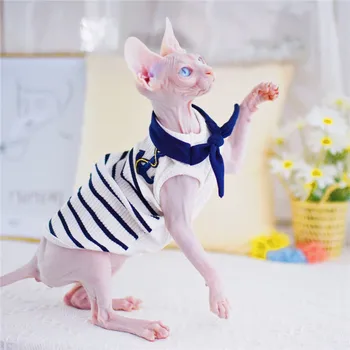 Jūrnieku Stila Kaķēns Apģērbu, Matiem Kaķi Valkājot Apģērbu Pavasara Vasaras Kaķu Tērpiem Sfinksu Kaķu Apģērbu