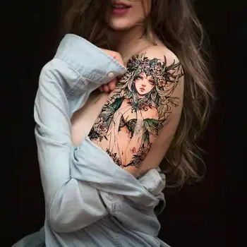 Karikatūra Abatis Meitene Pagaidu Tetovējumu Uzlīmes Ūdensizturīgs Tauriņš Gudrs Clavicle Krūtīm Ziedu Roku Mākslas Viltus Tetovējums Kāju Atpakaļ Tetovējums