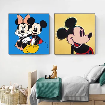 Karikatūra Anime Disney Mickey Mouse Pop Stila Mājas Dekoru Audekls Izdrukas, Gleznu Plakātu Sienas Art Attēlu for Kids Istabas Cuadros