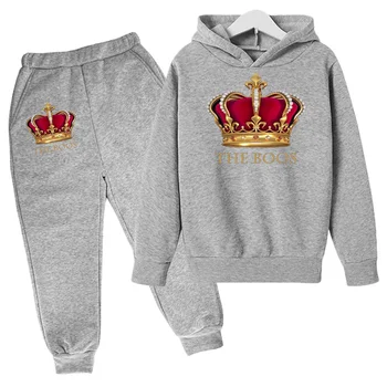 Karikatūra Hoodi Vainagu Karalis, Karaliene, Princese, Bērnu Apģērbs Zēniem Pelēkā Vārna Rudens Meitenes Bērniem Dāvanu Sporta Krekls Ikdienas Tērpu Apģērbs