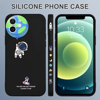 Karikatūra Silikona Tālrunis Lietā Par iPhone 13 12 11 Pro Max XS XR X 8 7 6 S Plus Gudrs Kosmosa Planētas Mīļākais Modelis Vāku Soft TPU Gadījumā