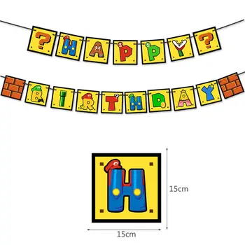 Karikatūras Super Marija Mario tēma Bērnu puses uzstādīt gaisa Balonu pull karogu Ap spēli, Bērnu dzimšanas dienas svinības rotājumi