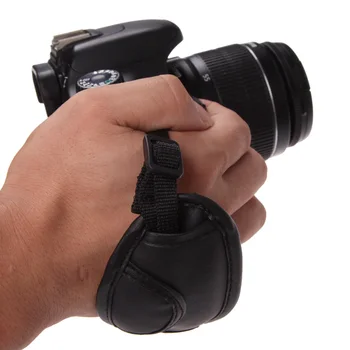 Karstā Black Roktura Fotokamera Siksniņa ar PU Ādas Roku Siksnu Dslr Fotokameras Sony Olympus Nikon Canon EOS D800 D7000 D3200 D5100