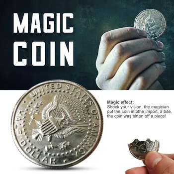 Karstā Divas Reizes Bite Monētas Dolāru Burvju Tuvplāna Bite Atjaunota Ilūziju Monētas Magic Show Iekoda Monētas Pusi Dolāra Monētas Ērta