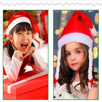 Karstā pārdošanas Ziemassvētku Cepuri ar Bizītes Red neaustu drānu Bērniem Meitene Partiju Cepures, Jaunā Gada, Ziemassvētku rotājumi, Dāvanu Piegādes