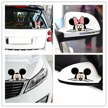Karstā Tirdzniecība Auto Uzlīmes Mickey Mouse Auto Uzlīmes Cute Animācijas Auto Uzlīmes Atpakaļskata Spoguļa Uzlīmes Creative Rotājumi