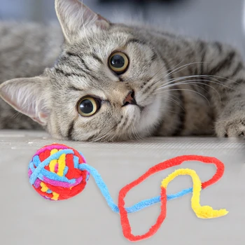 Kaķis Plīša Kārta Krāsains Bumbu Rotaļlietas Interaktīvas Kaķēns Spēlē Apmācību Smieklīgi Molārā Košļāt Bite Rotaļlietas ar Asti Pet Piegādēm