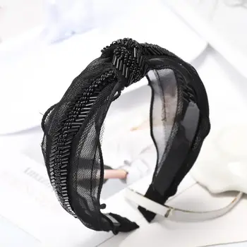 Korejas Mezgloti Rhinestone Crystal Black Hairbands Matu Aksesuāri Hairband Meitenēm Dzirkstošo Galvassegu Sievietēm
