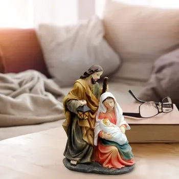 Kristus Statuja Kristus Dzimšanas Aina Set Baby Jēzus Silītē Ziemassvētku Gultiņa Miniatūras Figūriņas Rotājumu Baznīca Dāvanu Mājas Apdare