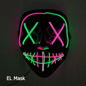 Krāsains Halloween LED Maska DJ Puses iedegties Maskas Biedējošu Masku Masku Halloween Kostīmu Apdares Gaismas Anonīms Maska