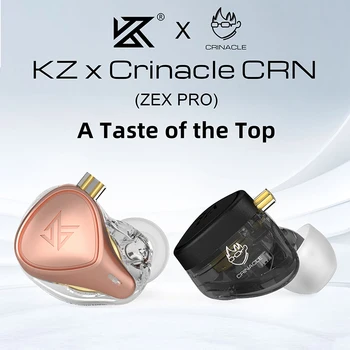 KZ x Crinacle CRN（ZEX Pro）Auss HIFI Austiņas Elektrostatisko Hybird Tehnoloģiju Vadu Austiņas Trokšņa Slāpēšanas Sporta Austiņas