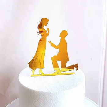 Kāzu Kūka Topper Akrila Līgava ir Kūka Rotājumi Mariage Jubileju, Dzimšanas dienas svinības Maizes Deserta Kūka Top Karogu Cupcake