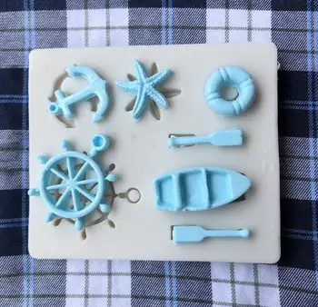 Kūka Darbarīki, laivu zvaigžņu Lifebuoy silikona veidnē Dekorēšanas Kūku dekorēšanas Gumpaste pomādes līdzeklis pelējuma