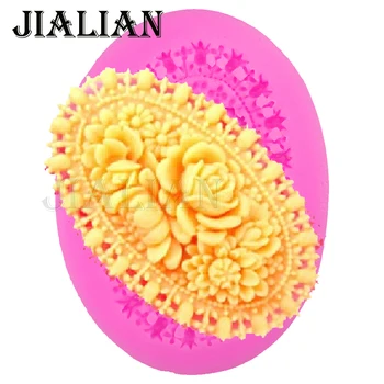 Labu atzīmi silikona rozes Ziedu mežģīnes ziepes pelējuma kāzu kūka dekorēšanas instrumenti DIY cepšanas pomādes silikona veidnē T0244