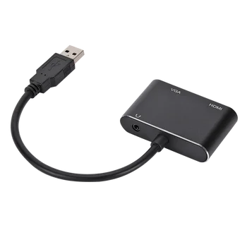 LccKaa USB 3.0 4K HDMI-saderīgam VGA Adapteris 2 in1 USB3.0 HDMI-saderīgam VGA Pārveidotājs MacBook Windows OS 7/8/10