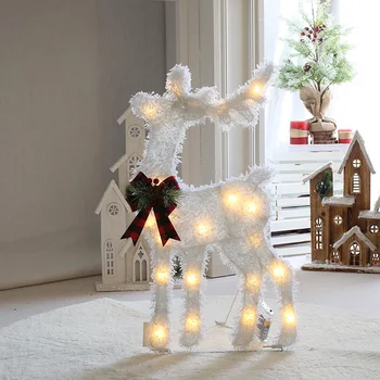 LED Jauno Gadu Dekoratīvi Ziemassvētku Rotājumi Kvēlojošs Ziemassvētku Santa Claus, Sniegavīrs Briežu Eglīšu Rotājumi Ziemeļbriežu Dekori