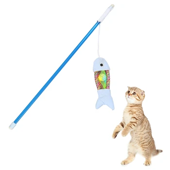 Legendog Funny Kaķis Rotaļlietas Pet Cat Teaser Rotaļlietu Plastmasas Interaktīvās Zivju Kaķēna Rotaļa Stick Kaķēns Nūjiņu, Rotaļlietas, Kaķu, Mājdzīvnieku Preces