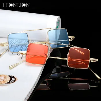 LeonLion Vintage Laukumā Candy Krāsas Saulesbrilles Sieviešu Zīmola Dizainere Mazo Kadru Sakausējuma Okeāna Lēcas, Saulesbrilles Atstarojošs Spogulis