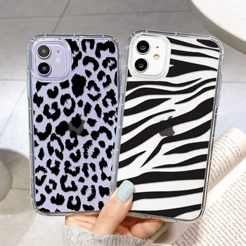 Leopards Drukāt Lietā Par iPhone 11 12 Pro Gadījumā Piena Govs Zebras Svītru Vāciņš iPhone X XR XS MAX 6s 7 8 Plus SE20 Silikona Fundas
