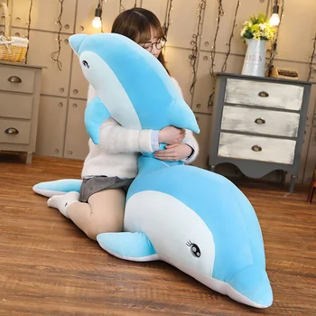 Liela Izmēra Gudrs Plīša Delfīnu Rotaļlietas, kas Pildīti ar Jūras Dzīvnieku Bērniem Brinquedos Miega Spilvens, Dāvanas Bērniem, Meitenēm, Dropshipping