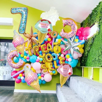 Liels Donut Attēls Baloni, Konfektes, Saldējums Digitālo Balonu Bērnu Dušas Dzimšanas Dienas Svinības Piegādēm, Bērnu Rotaļlietas, Donut Aug Apdare