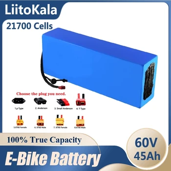 LiitoKala 60V 45Ah 21700 litija baterija 16S9P iebūvēts 50A līdzsvarotu BMS, pašā ostā, piemērots motors zem 1800W