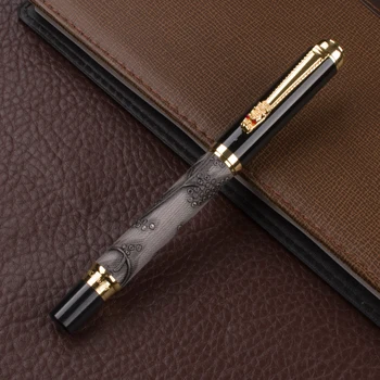 Luksusa Dāvanu Pildspalvu Komplekts DIKA WEN Augstas Kvalitātes Pūķis ādas Rollerball Pildspalva ar Sākotnējo Lietā Metāla Lodīšu Pildspalvas Dāvanu