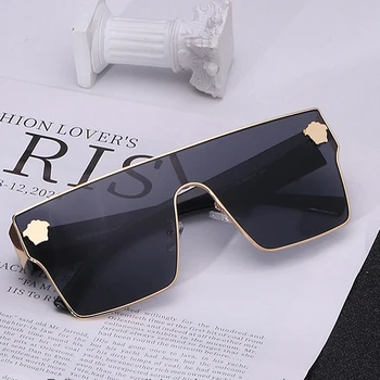 LĪDAKA SHANG Lielgabarīta Dāmas, Saules brilles Melnā Modes viengabala Saulesbrilles Liels Rāmis Luksusa Zīmolu Dizainera Retro Brilles Unisex