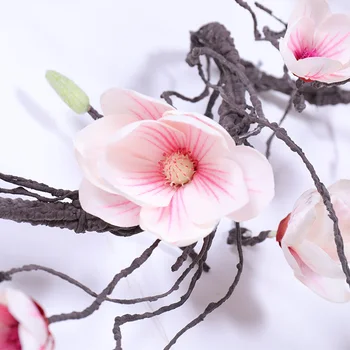 Magnolijas ziedu vainags viltus Magnolijas zaru Kāzu Dekorācijas, Efeja, Vīnogulāja Mākslīgie Ziedi sienas, Arkas Dekori Karājas ziedi