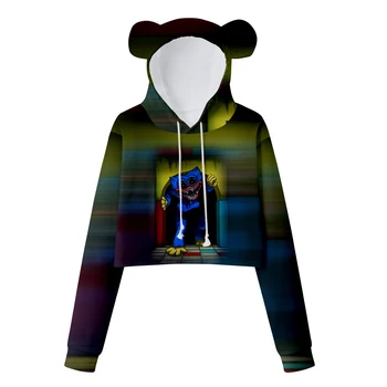 Magoņu rotaļu laiks Spēli pelēkā vārna 3D Lāča Auss Džemperis ar garām Piedurknēm Vīriešiem Sieviešu pelēkā vārna Harajuku Streetwear Huggy Wuggy Unisex Drēbes