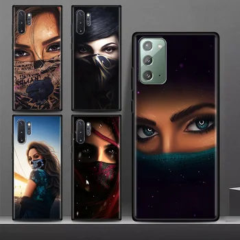 Maskē Skaista Meitene Samsung Galaxy Note 10 Lite 20 Ultra S21 Plus S20 FE 8 9 Mīksto Telefonu Gadījumā S10 A71 A51 Black Aizmugurējā Vāciņa