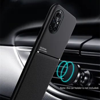 Matēts Ādas Tekstūru Auto Magnētiskais Turētājs Silikona Gadījumā Huawei Nova 2i 3i 5 i 6 6se 7 7i 7se 8 Pro SE Triecienizturīgs Vāks Coque