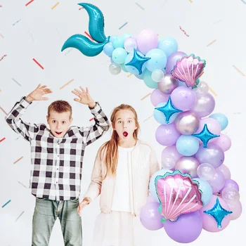 Mazā Nāriņa Baloni Nāru Astes Balonu Happy Birthday Party Apdare Vainags Arch Nāru Tēmu Zem Jūras Maz Man