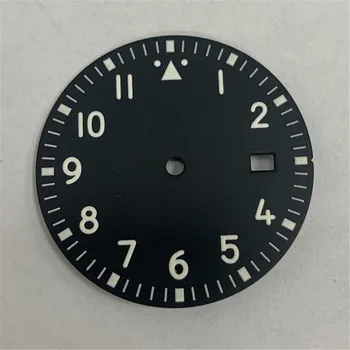 Melna Korpusa Gaismas watch dial 33.5 MM watch dial nh35 par NH35 /NH36 pulksteņu piederumi pulksteņu piederumi, rezerves Daļu