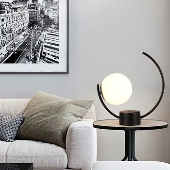 Meridian Galda Lampa Ziemeļvalstu kaltas dzelzs galda lampa vintage vienkārša stikla lampas guļamistabas gultas radošās dzīves telpa mājas roundlamp