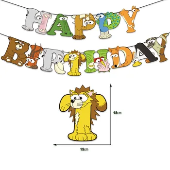 Meža Happy Birthday Cake Toppers Mērkaķis Lauvu Zēns Viens Dzimšanas Dienas Kūku Dekori Džungļu Safari Dzīvnieku Happy Birthday Puse Dekori