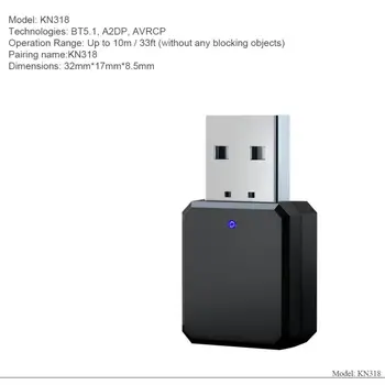 Mini Bluetooth 5.1 Audio Uztvērējs, Raidītājs 3,5 mm Ligzda AUX USB Stereo Mūzikas Bezvadu Adapteris TV Auto PC