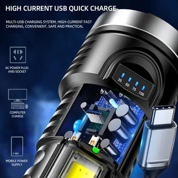 Mini Lukturītis LED Super Spilgti USB Uzlādējams ar COB Darbi Gaismas Āra Pārnēsājamo kabatas Lukturīti Pastaigu Pārgājieni, Kempings