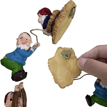 Miniatūras Dārza Rūķu Rotas, Ziedu Aksesuāri Elf Sveķu Kāpšanas Gnome Statuja Punduris Āra Ornamentu, Lievenis, Terase
