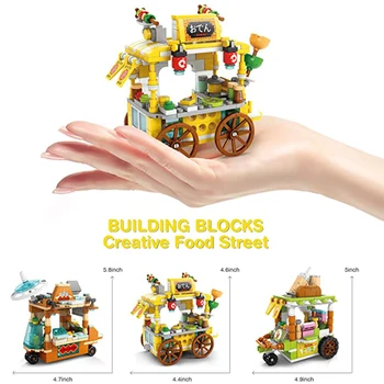 Miniatūras Pārtikas Mini Street View City Celtniecības Bloki, saldējums Auto Rotaļlietas Pārtikas Veikals Skaitļi Ķieģeļi DIY (do it yourself, Rotaļlietas Bērniem, Meitenēm, Dāvanu