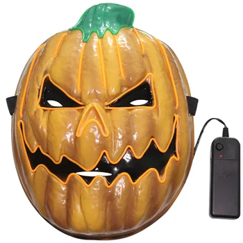 Modes LED Maska Gaismas Kvēlojošs Halloween Puse Maska Neona EL Ķirbju Halloween Masku Cosplay Anime Maskas Skropstu tušas Šausmu Maska